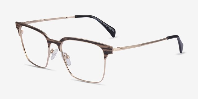 Evergreen Gold & Striped Wood Eco-friendlyEyeglass Frames from EyeBuyDirect, Angle View