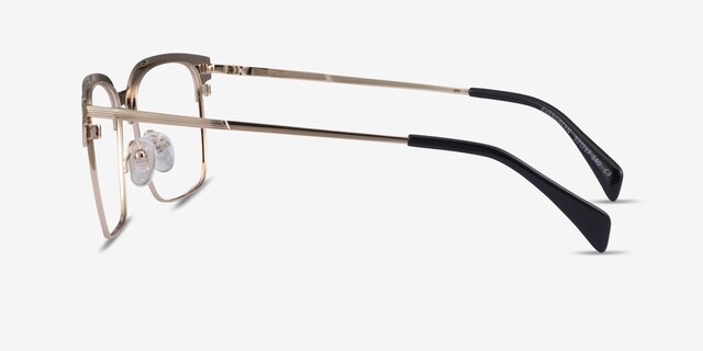 Evergreen Gold & Striped Wood Eco-friendlyEyeglass Frames from EyeBuyDirect, Side View