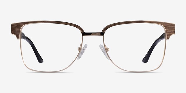 Biome Gold, Black & Wood AcetateEyeglass Frames from EyeBuyDirect, Front View
