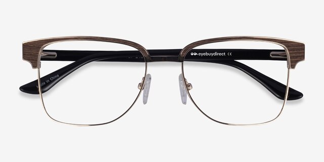 Biome Gold, Black & Wood AcetateEyeglass Frames from EyeBuyDirect, Closed View