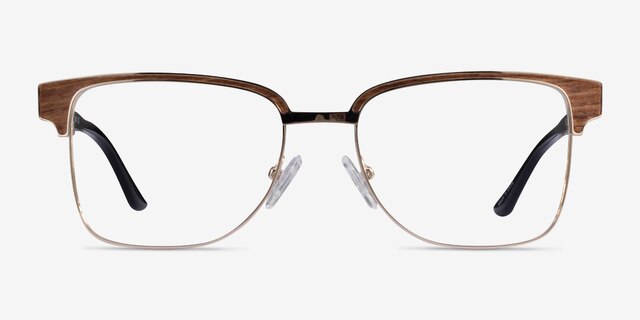 Biome Gold, Black & Light Wood AcetateEyeglass Frames from EyeBuyDirect, Front View