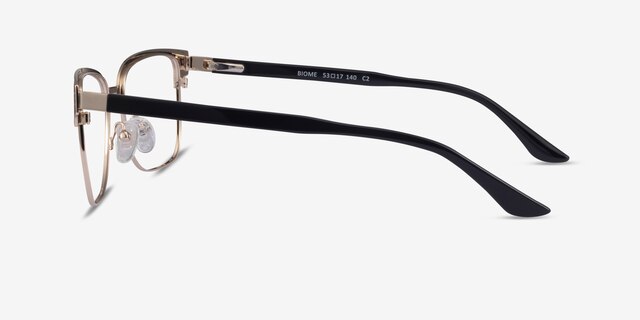 Biome Gold, Black & Light Wood AcetateEyeglass Frames from EyeBuyDirect, Side View