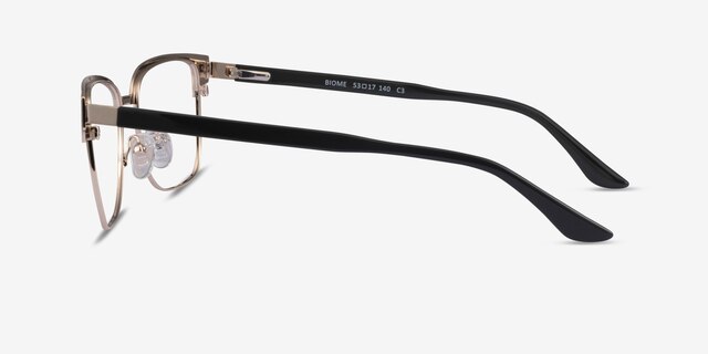 Biome Gold, Black & Dark Wood AcetateEyeglass Frames from EyeBuyDirect, Side View