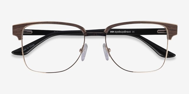 Biome Gold, Black & Dark Wood AcetateEyeglass Frames from EyeBuyDirect, Closed View