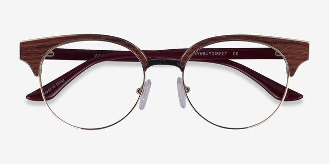 Wilderness Gold Burgundy AcetateEyeglass Frames from EyeBuyDirect, Closed View