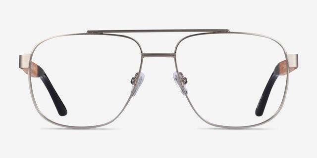 Miramar Matte Silver Eco-friendlyEyeglass Frames from EyeBuyDirect, Front View