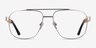 Miramar Matte Silver Eco-friendlyEyeglass Frames from EyeBuyDirect, Front View