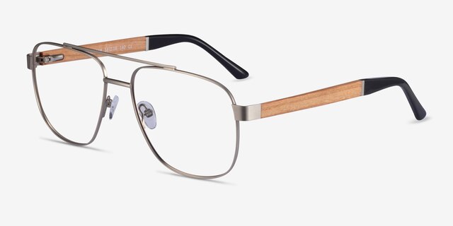 Miramar Matte Silver Eco-friendlyEyeglass Frames from EyeBuyDirect, Angle View