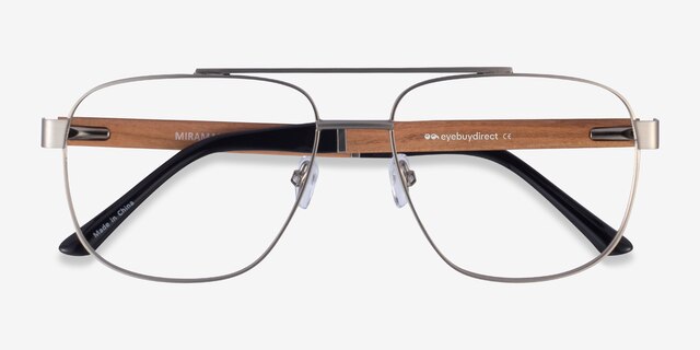 Miramar Matte Silver Eco-friendlyEyeglass Frames from EyeBuyDirect, Closed View
