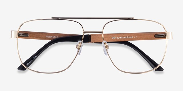 Miramar Gold Eco-friendlyEyeglass Frames from EyeBuyDirect, Closed View