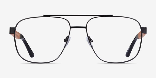 Miramar Matte Black Wood-textureEyeglass Frames from EyeBuyDirect, Front View