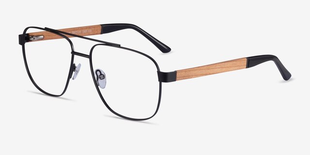 Miramar Matte Black Wood-textureEyeglass Frames from EyeBuyDirect, Angle View