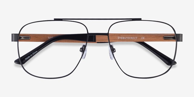 Miramar Matte Black Wood-textureEyeglass Frames from EyeBuyDirect, Closed View