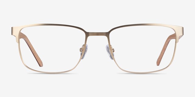 Silva Matte Gold Wood-textureEyeglass Frames from EyeBuyDirect, Front View