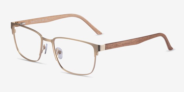 Silva Matte Gold Wood-textureEyeglass Frames from EyeBuyDirect, Angle View