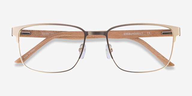 Silva Matte Gold Wood-textureEyeglass Frames from EyeBuyDirect, Closed View
