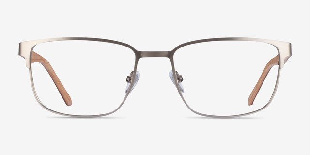 Silva Matte Silver Wood-textureEyeglass Frames from EyeBuyDirect, Front View