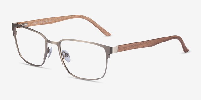 Silva Matte Silver Wood-textureEyeglass Frames from EyeBuyDirect, Angle View