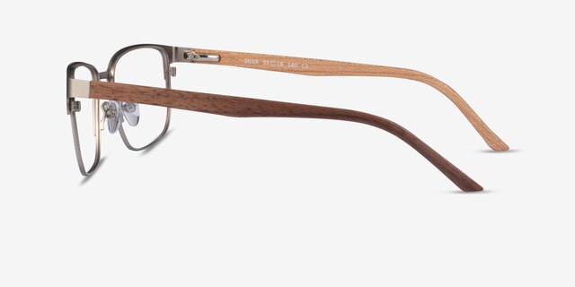 Silva Matte Silver Wood-textureEyeglass Frames from EyeBuyDirect, Side View