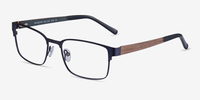 Monsoon Dark Blue Wood-textureEyeglass Frames from EyeBuyDirect, Angle View