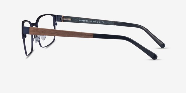 Monsoon Dark Blue Wood-textureEyeglass Frames from EyeBuyDirect, Side View