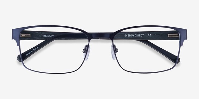 Monsoon Dark Blue Wood-textureEyeglass Frames from EyeBuyDirect, Closed View