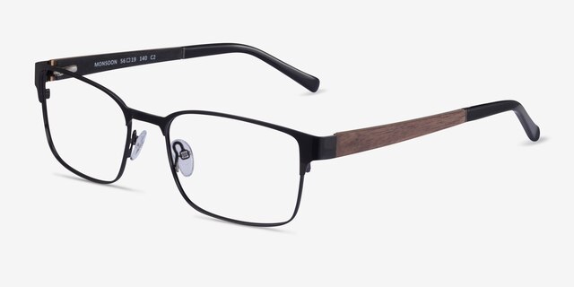 Monsoon Black Wood-textureEyeglass Frames from EyeBuyDirect, Angle View