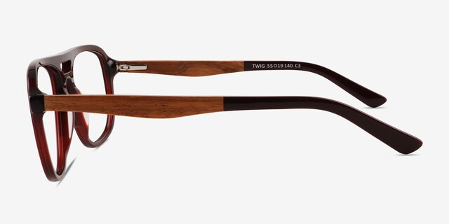 Twig Dark Red AcetateEyeglass Frames from EyeBuyDirect, Side View