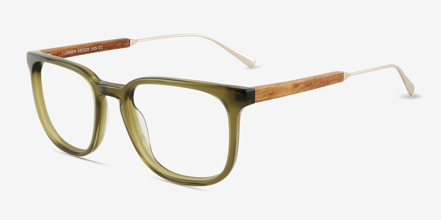 Lumber Olive Green AcetateEyeglass Frames from EyeBuyDirect, Angle View