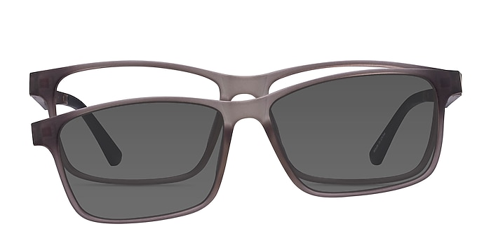 Ascutney Clip-On Gray Plastic Eyeglass Frames from EyeBuyDirect