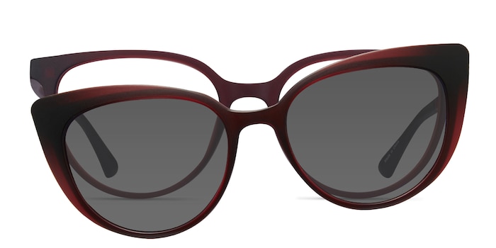 Avenida Clip-On Cat Eye Burgundy Glasses for Women | Eyebuydirect