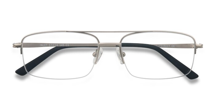 Matte Silver Inlet -  Metal Eyeglasses