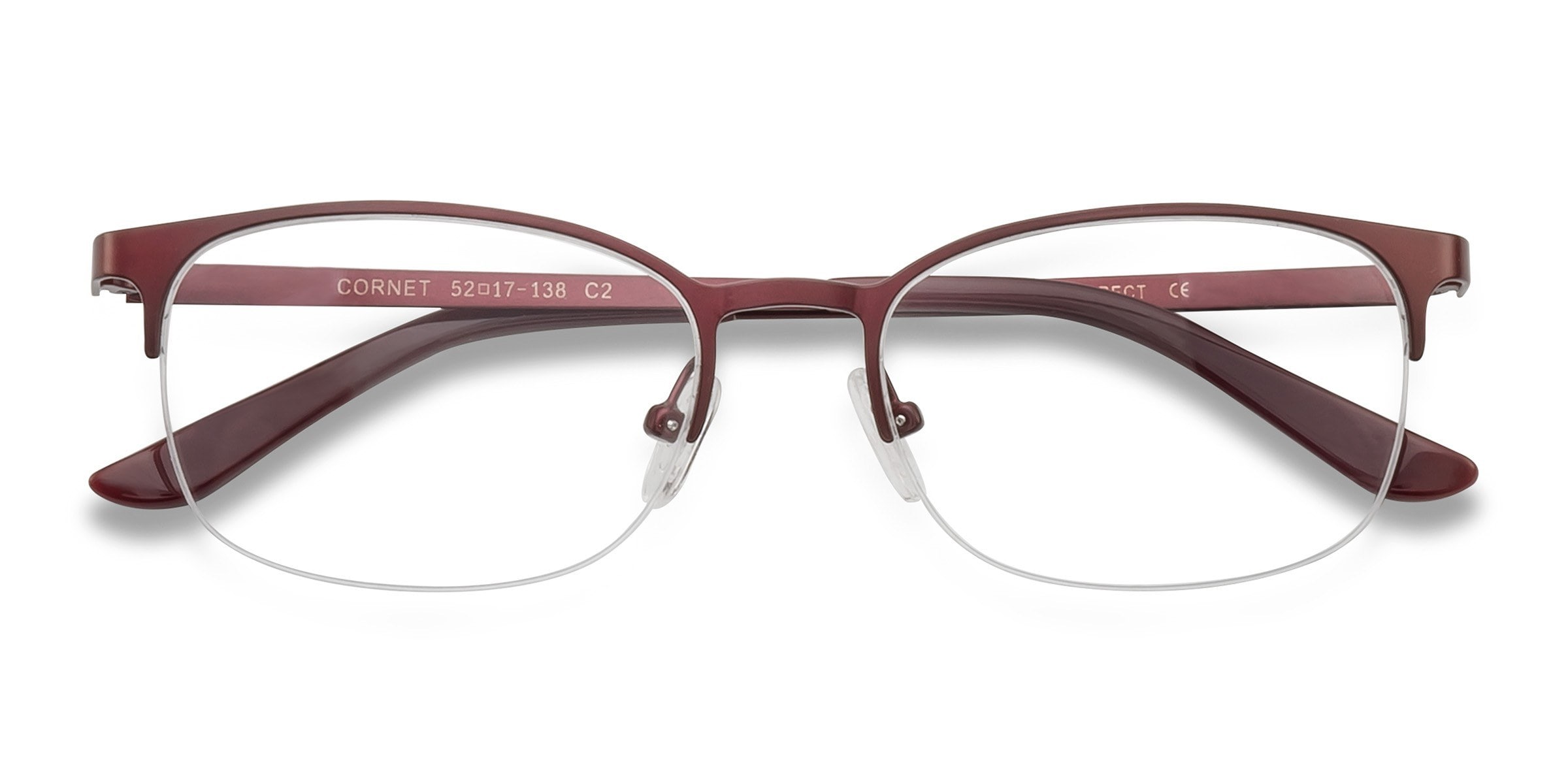 Steppers Non-prescription Women’s Semi-Rimless Eyeglasses in Burgundy Stepper 30102 Eyeglasses Burgundy Angular Shaped Women  main image 4