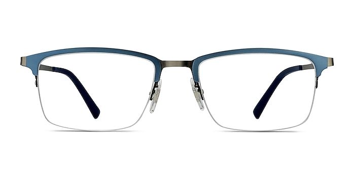 Logic Matte Blue Metal Eyeglass Frames from EyeBuyDirect