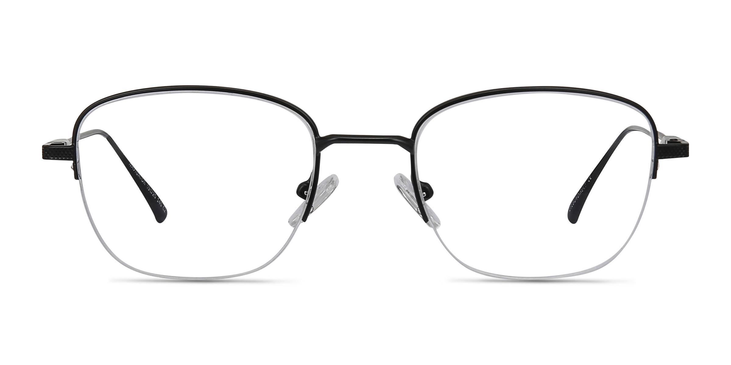 Navigator Rectangle Black Semi Rimless Eyeglasses | Eyebuydirect Canada