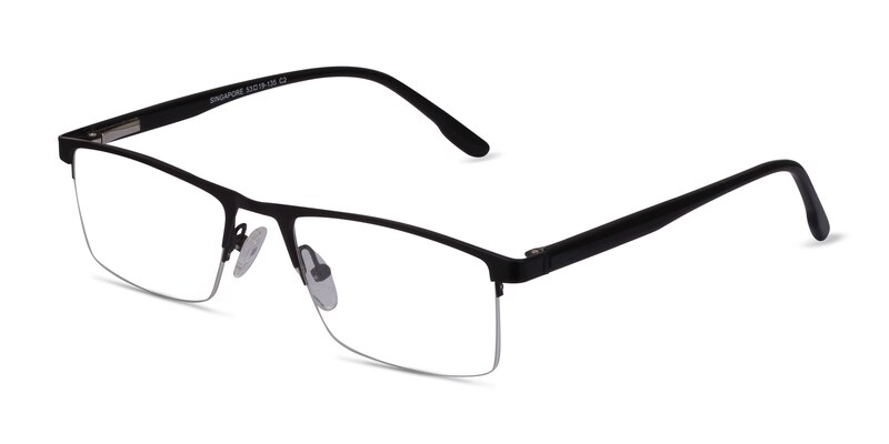 Singapore Rectangle Matte Black Semi Rimless Eyeglasses | Eyebuydirect