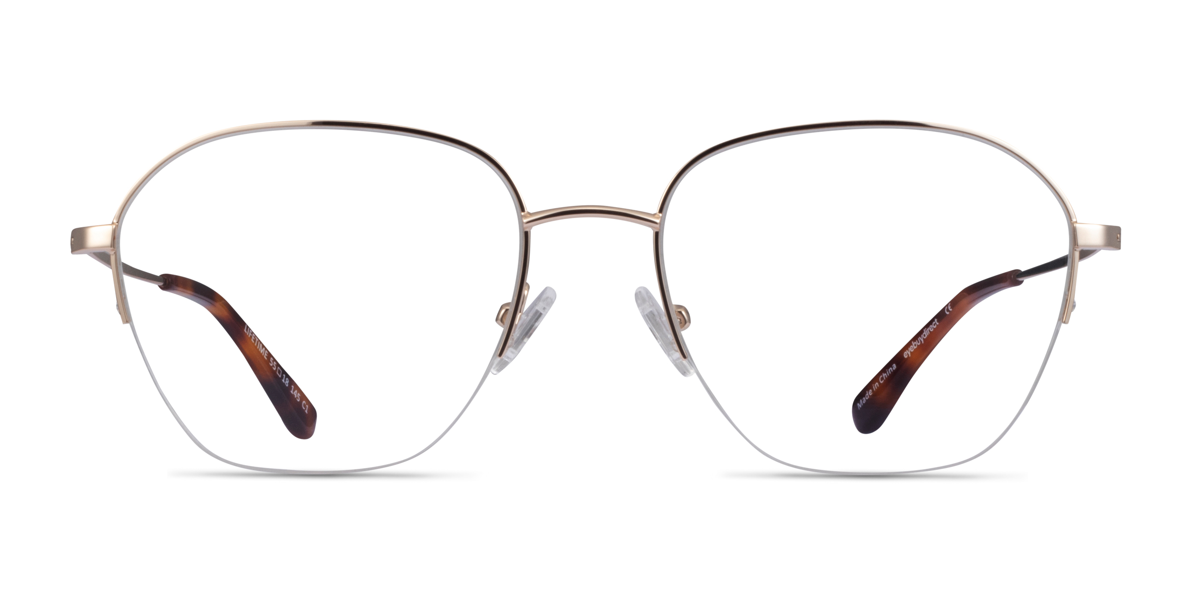 Lifetime Geometric Light Gold Semi Rimless Eyeglasses | Eyebuydirect