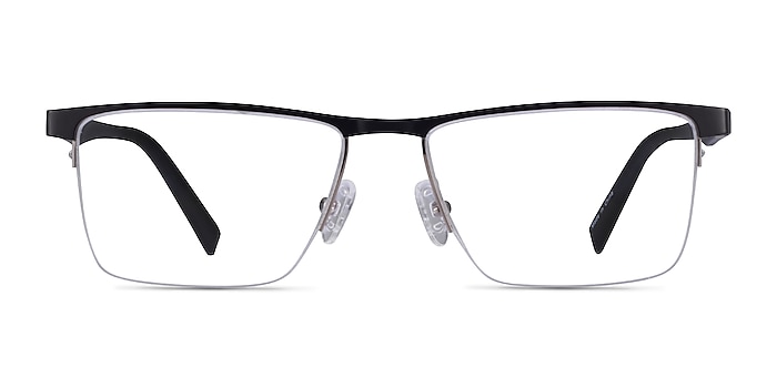 Chronos Silver Black Métal Montures de lunettes de vue d'EyeBuyDirect