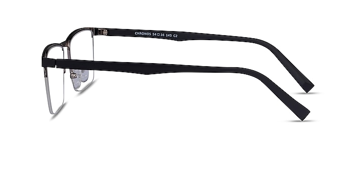 Chronos Silver Black Métal Montures de lunettes de vue d'EyeBuyDirect