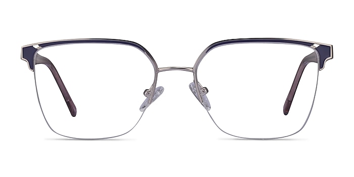 Piccadilly Silver Dark Blue Acetate Eyeglass Frames from EyeBuyDirect