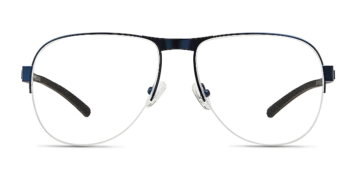 Schematic Blue Metal Eyeglass Frames from EyeBuyDirect
