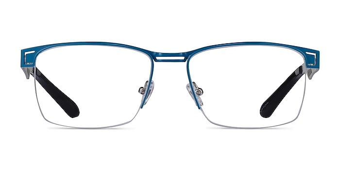 Taxi Blue Silver Black Metal Eyeglass Frames from EyeBuyDirect