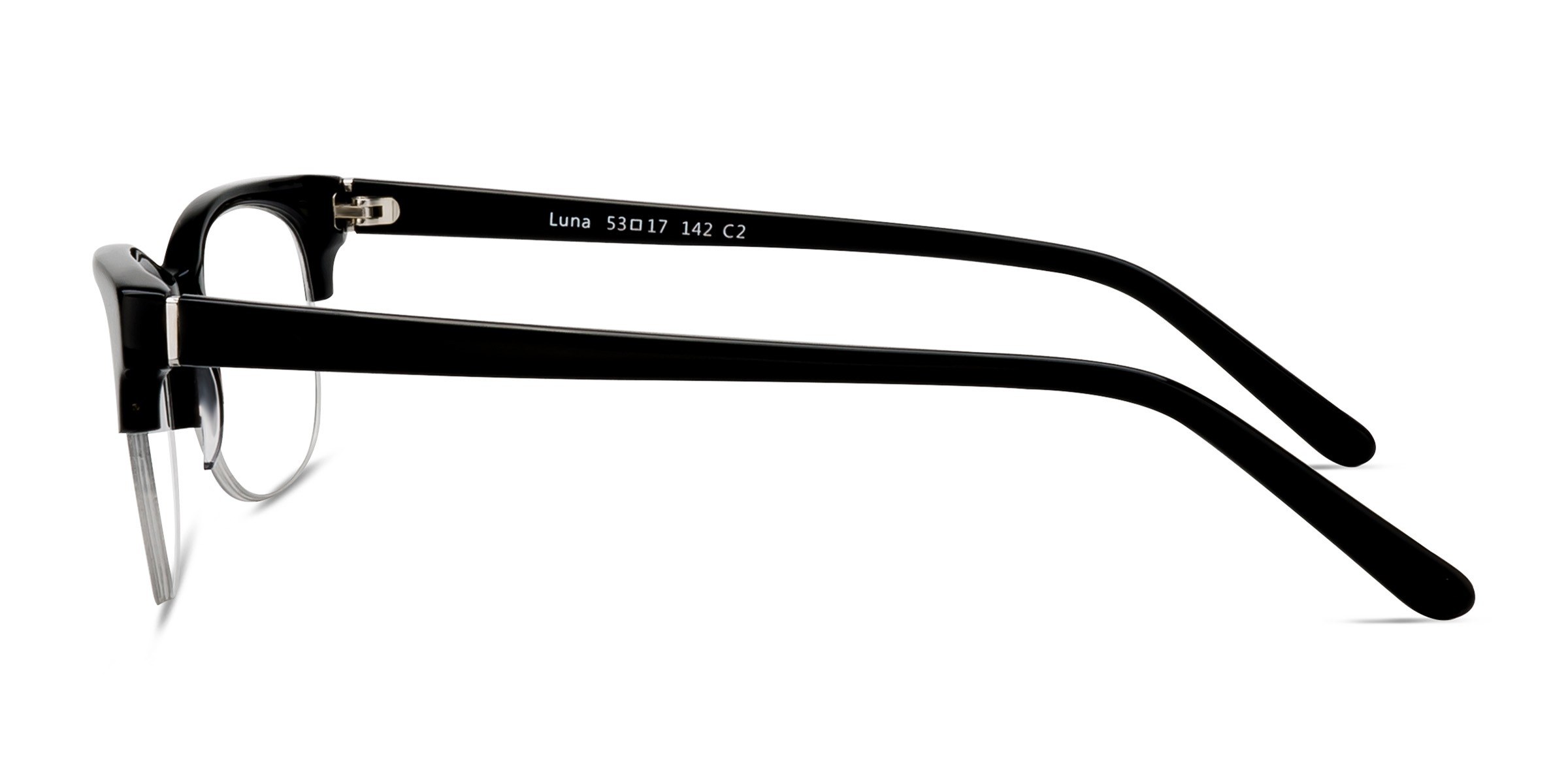 Luna Oval Black Semi Rimless Eyeglasses | Eyebuydirect