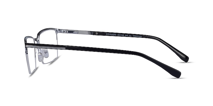 Sycamore Matte Black Silver Titanium Eyeglass Frames from EyeBuyDirect