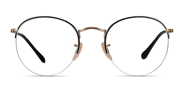 Ray-Ban RB3947V Round Black Gold Metal Eyeglass Frames from EyeBuyDirect
