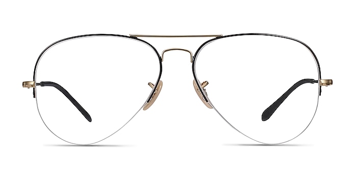Ray-Ban RB6589 Black Gold Metal Eyeglass Frames from EyeBuyDirect