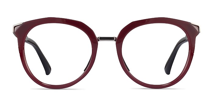 Oakley Top Knot Red & Silver Acetate Eyeglass Frames from EyeBuyDirect