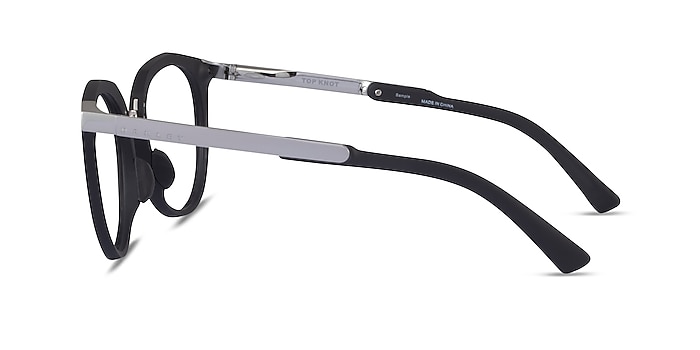 Oakley Top Knot Black & Silver Acetate Eyeglass Frames from EyeBuyDirect