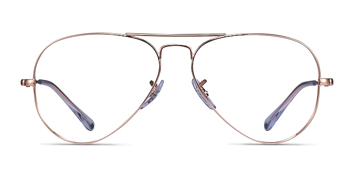 Ray-Ban Aviator Metal II Or rose Métal Montures de lunettes de vue d'EyeBuyDirect