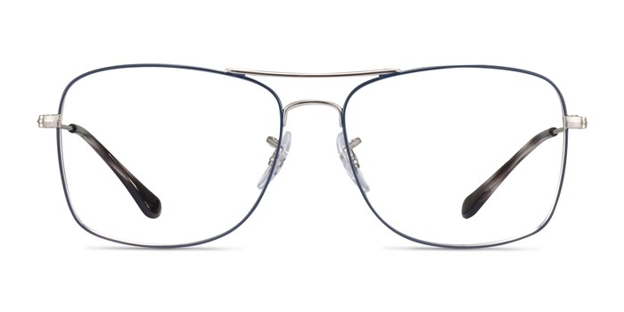 Ray-Ban RB6498 Blue Silver Metal Eyeglass Frames from EyeBuyDirect